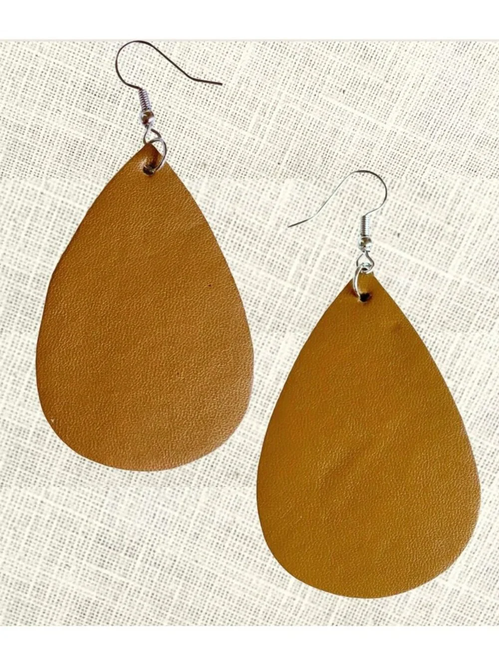 Brown Teardrop Earrings 3 inch Lightweight Faux Leather Drop Boho Minimalist